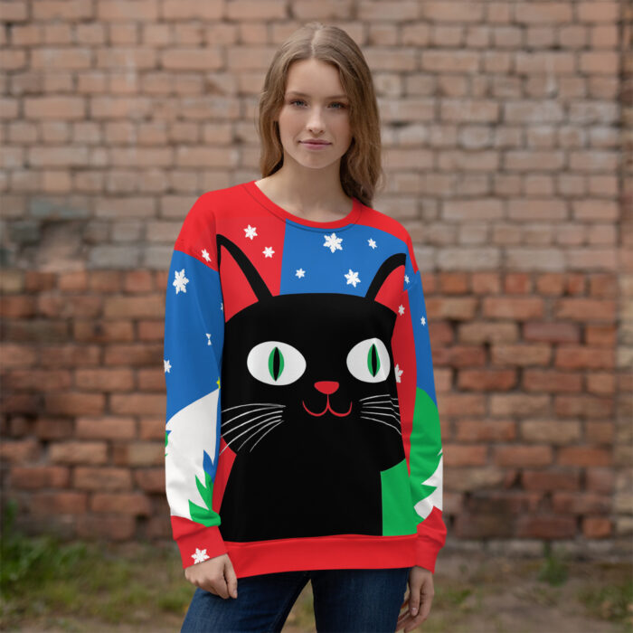 Festive Black Cat Ugly Holiday Sweatshirt
