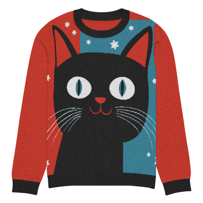 Festive Black Cat Ugly Holiday Sweater - Image 17
