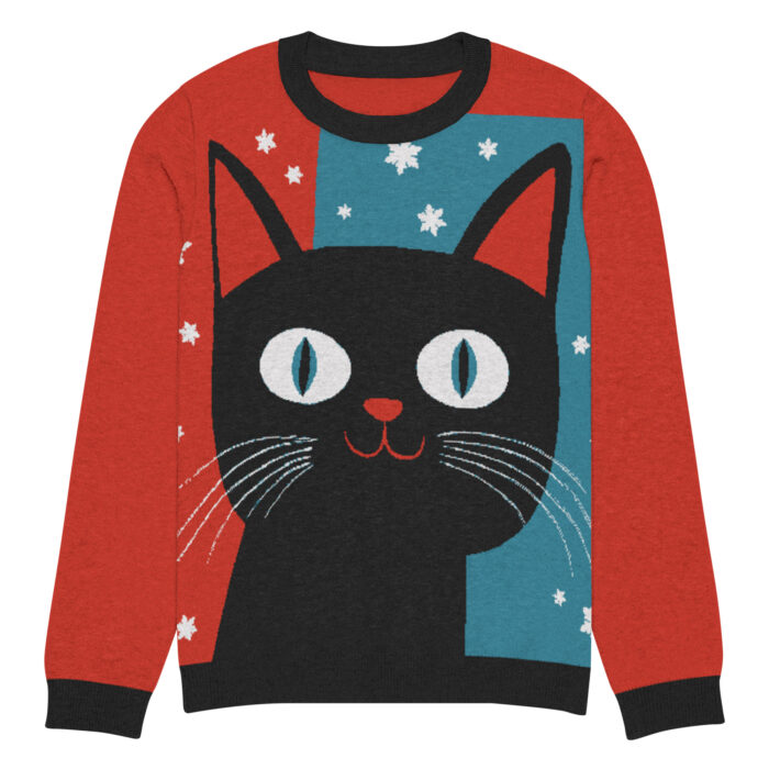 Festive Black Cat Ugly Holiday Sweater - Image 11