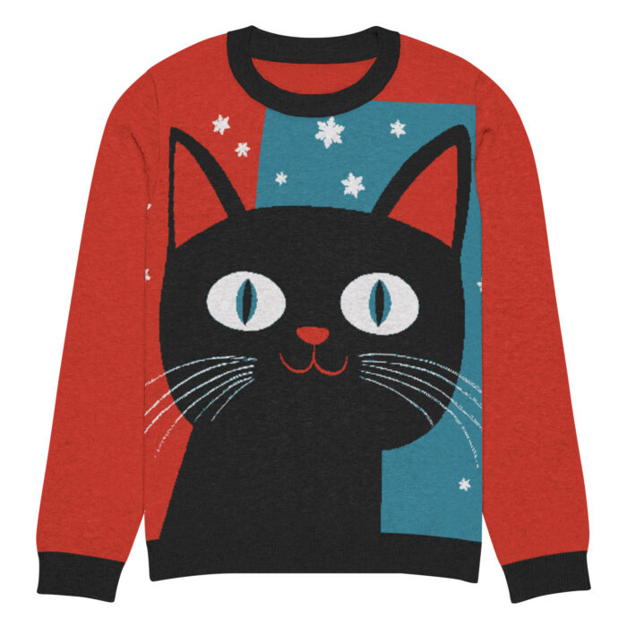 Festive Black Cat Ugly Holiday Sweater - Image 9