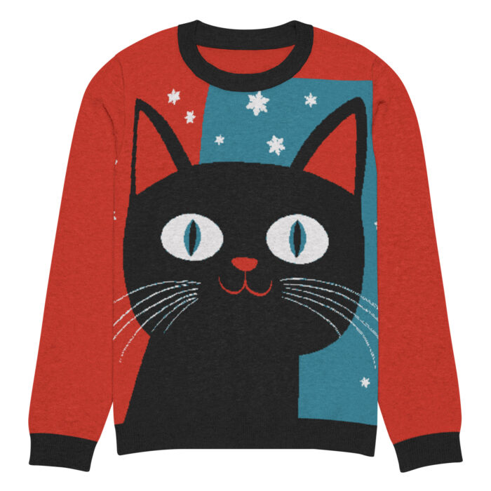 Festive Black Cat Ugly Holiday Sweater - Image 7