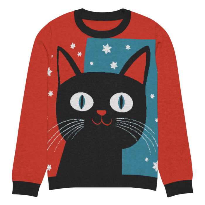 Festive Black Cat Ugly Holiday Sweater - Image 5