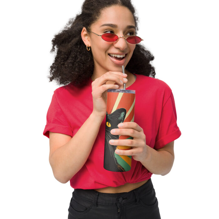 Black Cat Vibes - Stainless steel tumbler - Image 2