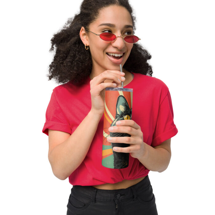 Black Cat Vibes - Stainless steel tumbler - Image 3