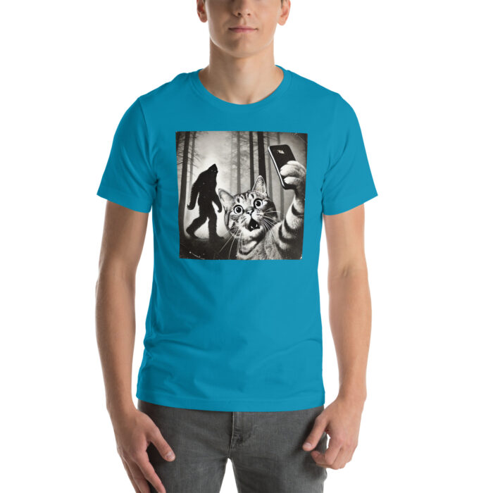 Cat Meets Bigfoot: Selfie Chronicles Unisex t-shirt - Image 5