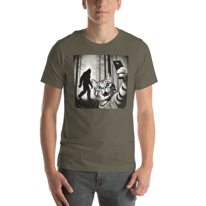 Cat Meets Bigfoot: Selfie Chronicles Unisex t-shirt