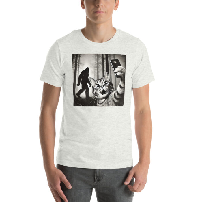 Cat Meets Bigfoot: Selfie Chronicles Unisex t-shirt - Image 12