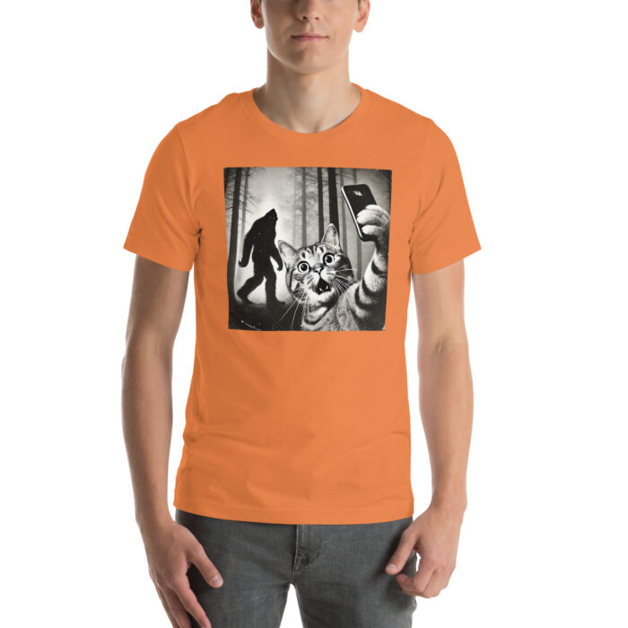 Cat Meets Bigfoot: Selfie Chronicles Unisex t-shirt - Image 9