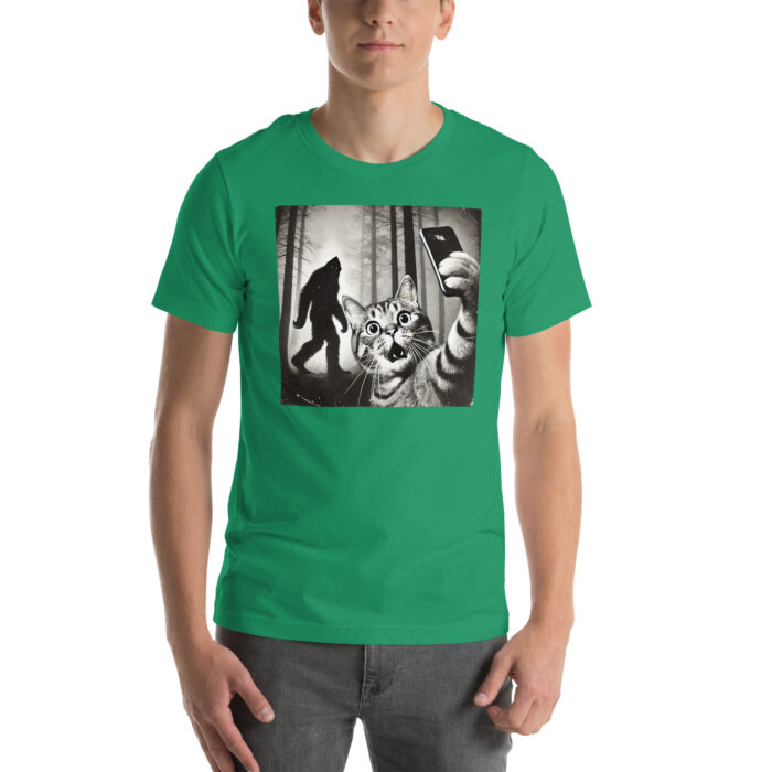 Cat Meets Bigfoot: Selfie Chronicles Unisex t-shirt - Image 6