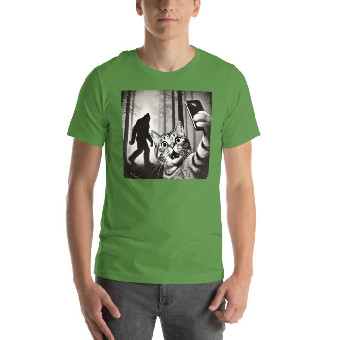Cat Meets Bigfoot: Selfie Chronicles Unisex t-shirt - Image 7