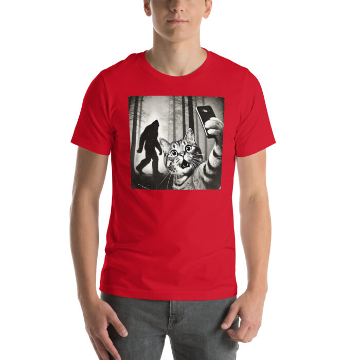 Cat Meets Bigfoot: Selfie Chronicles Unisex t-shirt - Image 2
