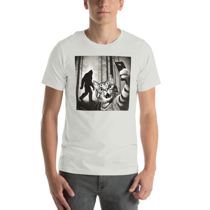 Cat Meets Bigfoot: Selfie Chronicles Unisex t-shirt - Image 11