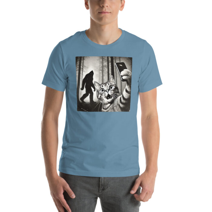 Cat Meets Bigfoot: Selfie Chronicles Unisex t-shirt - Image 8