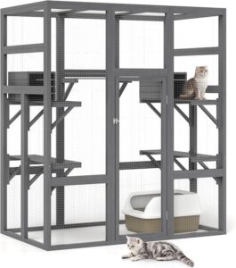 71Inches Large Wood Catio Outdoor Cat Enclosure