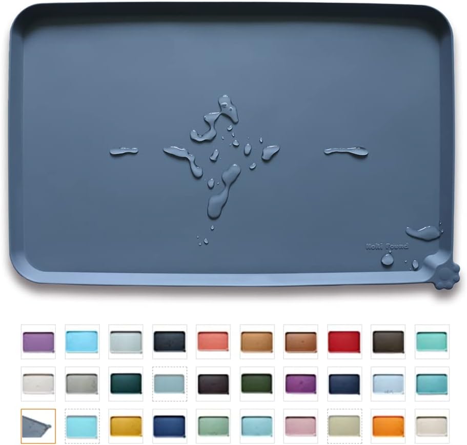 Hoki Found waterproof pet feeding mat with high lips for cats and dogs