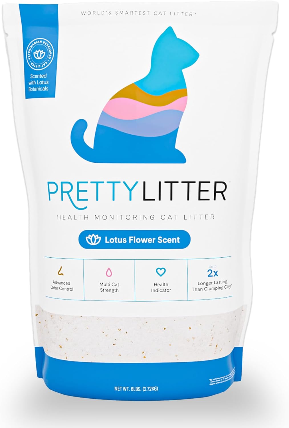 PrettyLitter health monitoring lotus flower silica gel cat litter 6lb