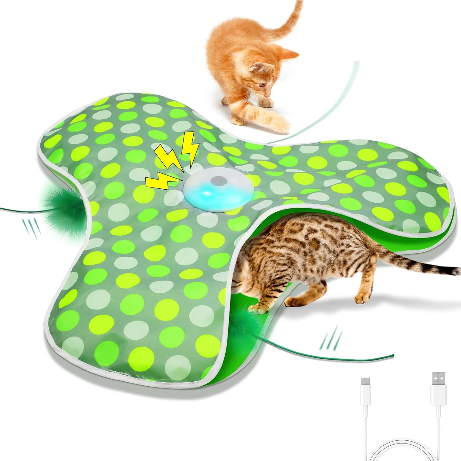 umosis Interactive Cat Toy with Moving Feathers and Mouse Squeak
