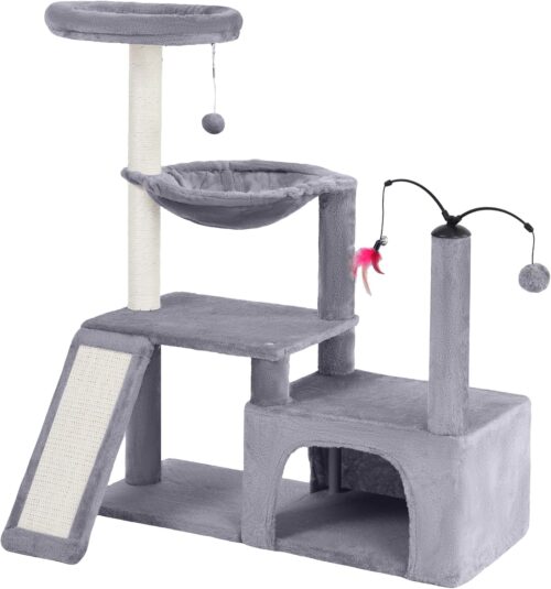 YUNIQUE Multi-Functional Cat Tree Tower with Rotating Toy