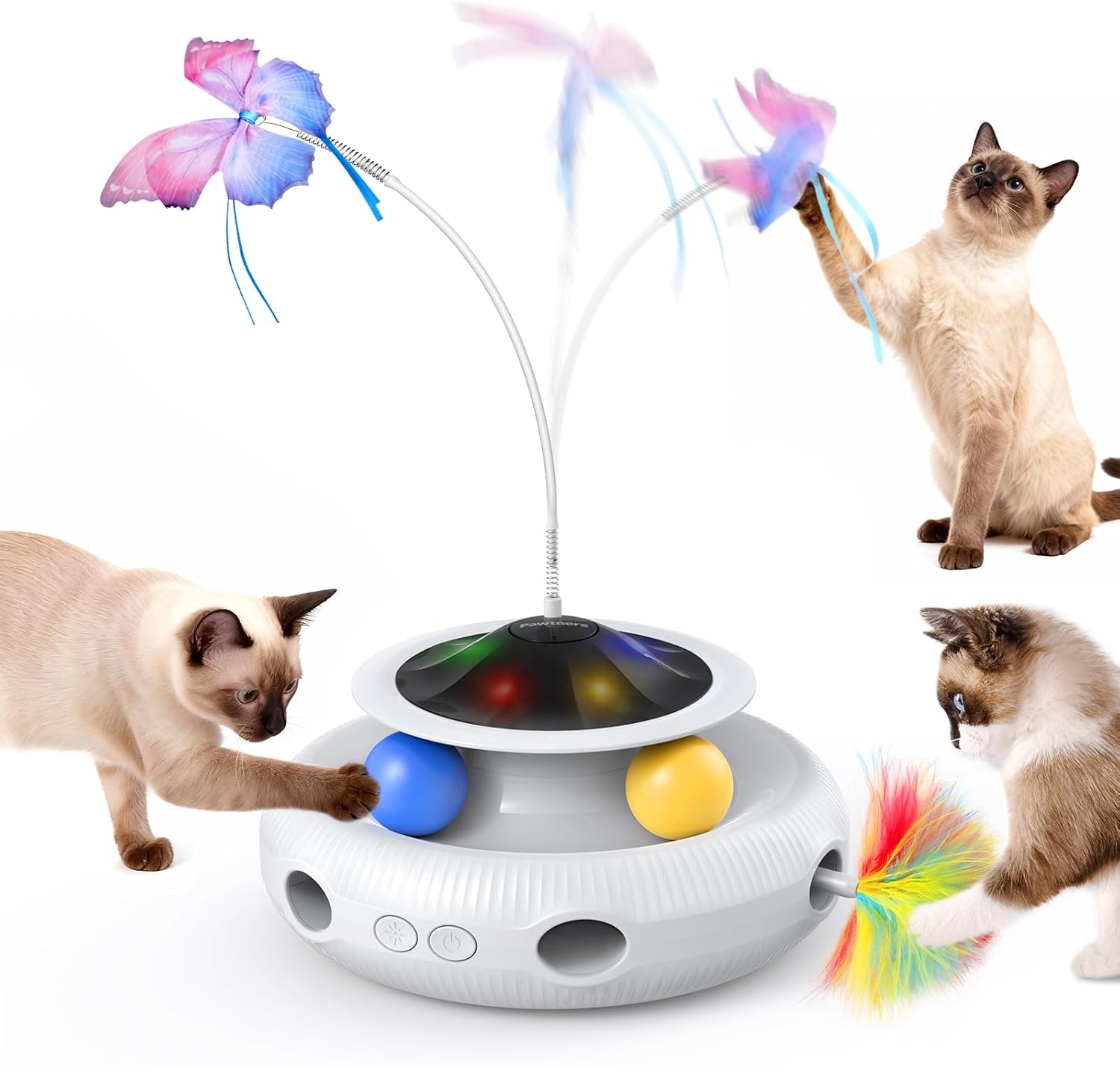 Pawtners 4-in-1 Automatic Interactive Cat Toy with Butterfly