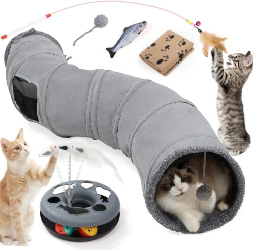 XIAPIA 6-in-1 collapsible cat tunnel with roller track ball