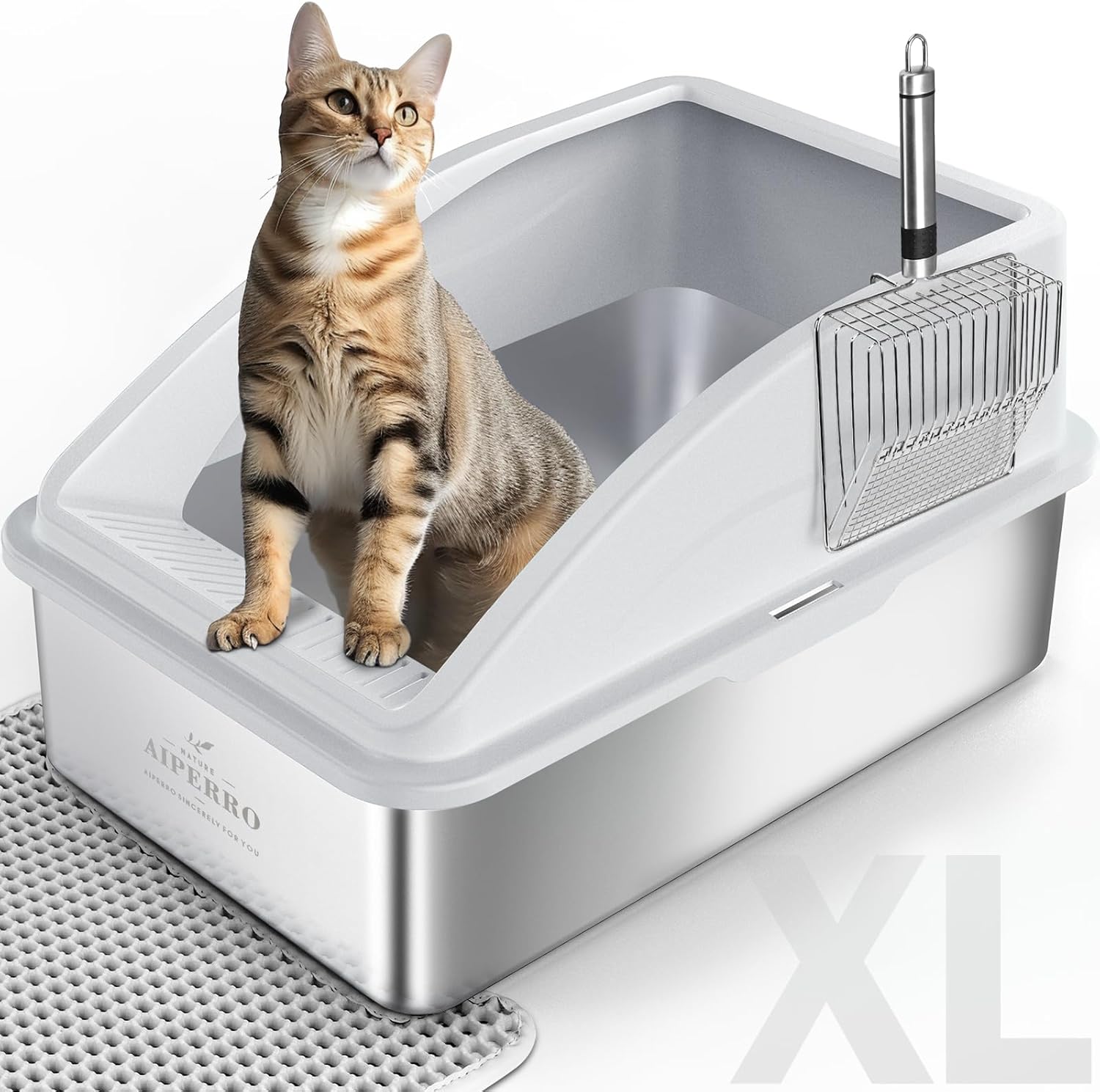 XL Enclosed Stainless Steel Cat Litter Box