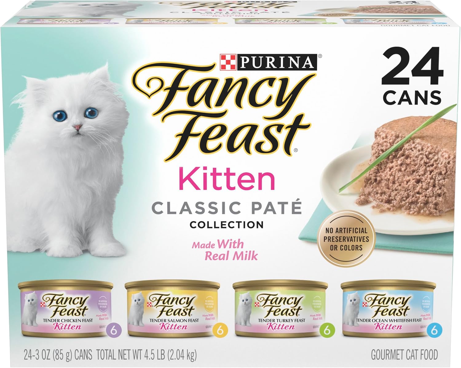 Fancy Feast Tender kitten wet food variety pack 24 boxes 3oz