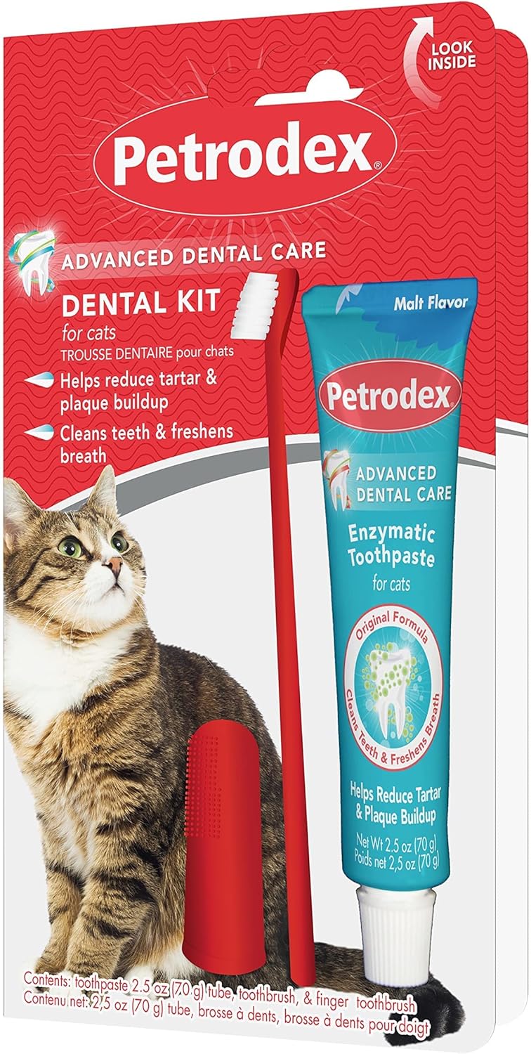 Petrodex dental care kit for cats toothbrush and malt toothpaste 2.5oz