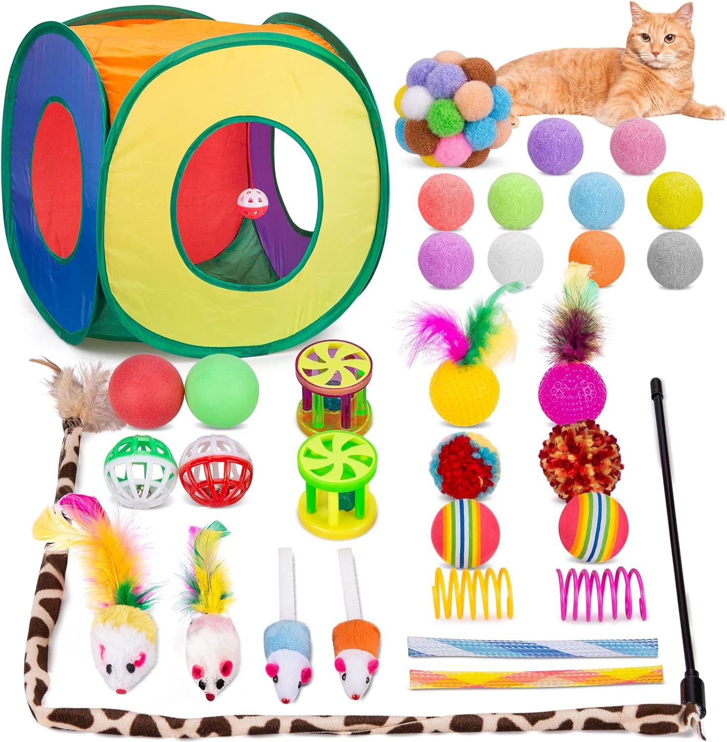 Retro Shaw 33-Piece Cat Toys Variety Pack