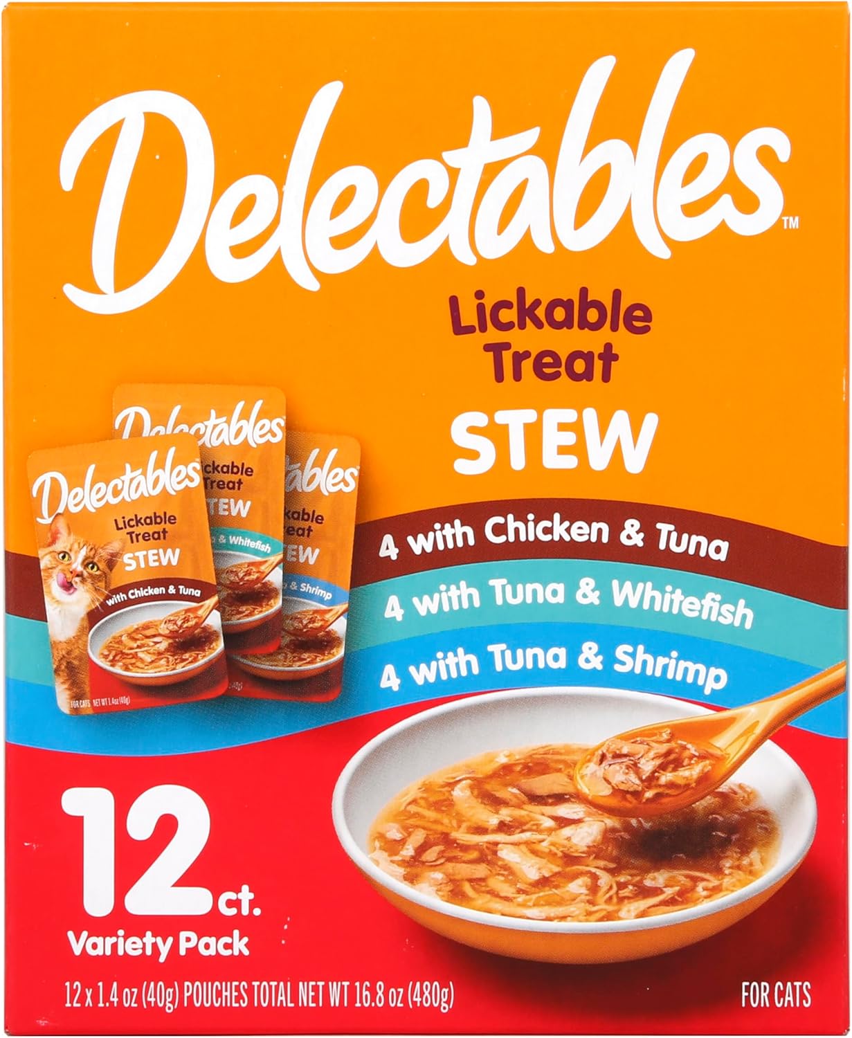 Delectables lickable stew wet cat treat variety pack 12 pouches
