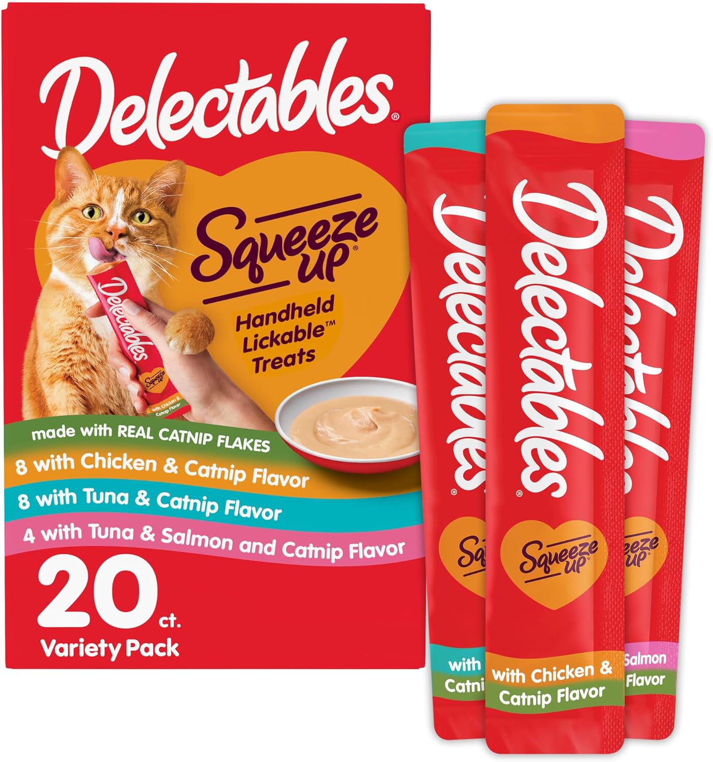 Delectables Squeeze Up catnip variety lickable cat treats 20 tubes