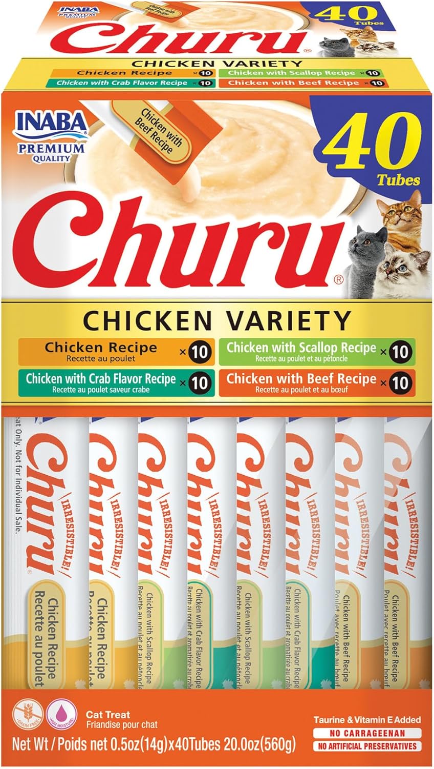 INABA Churu chicken variety lickable creamy puree cat treats 40 tubes