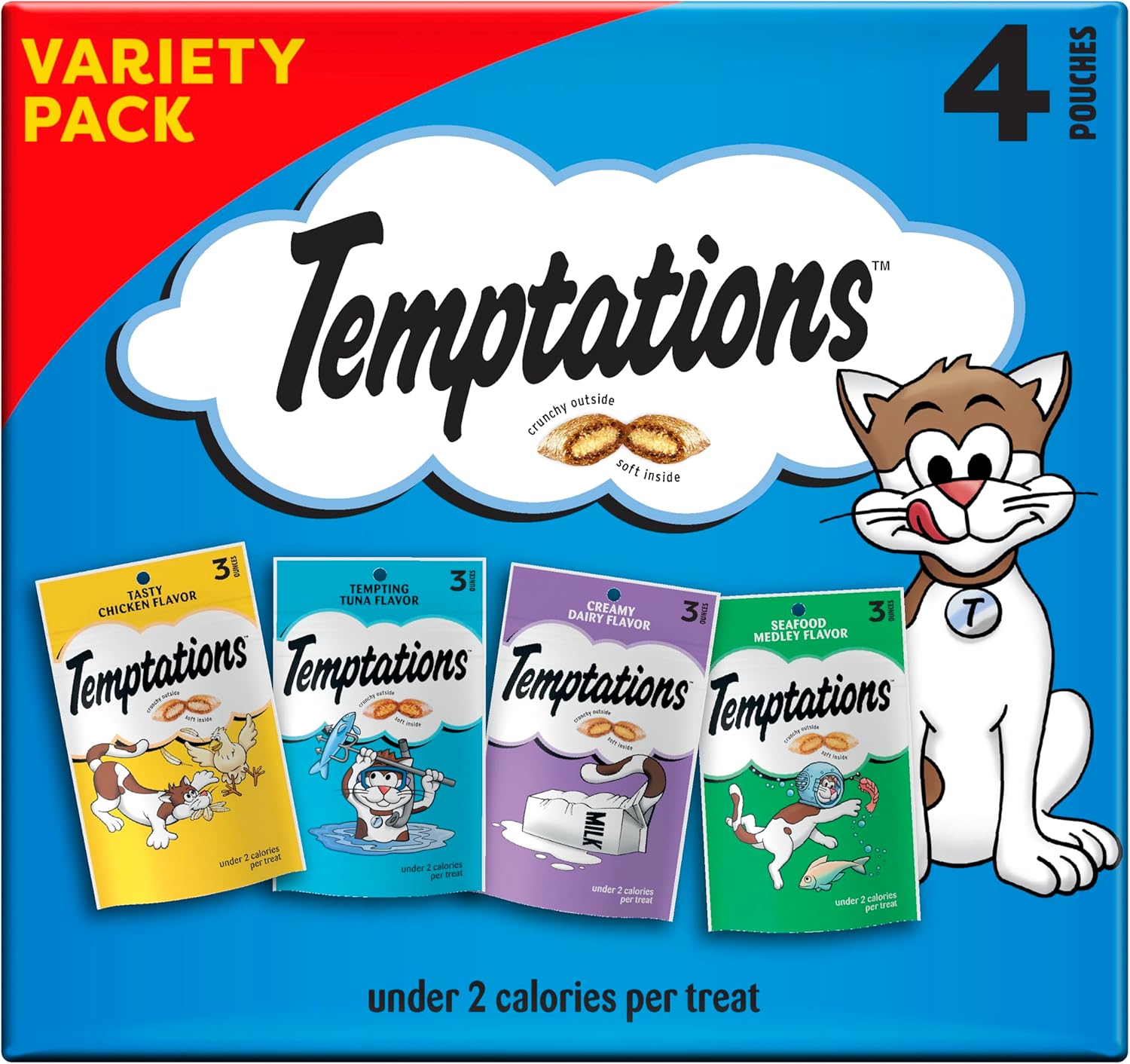 Temptations Classic crunchy soft cat treats feline favorites variety 4 pack