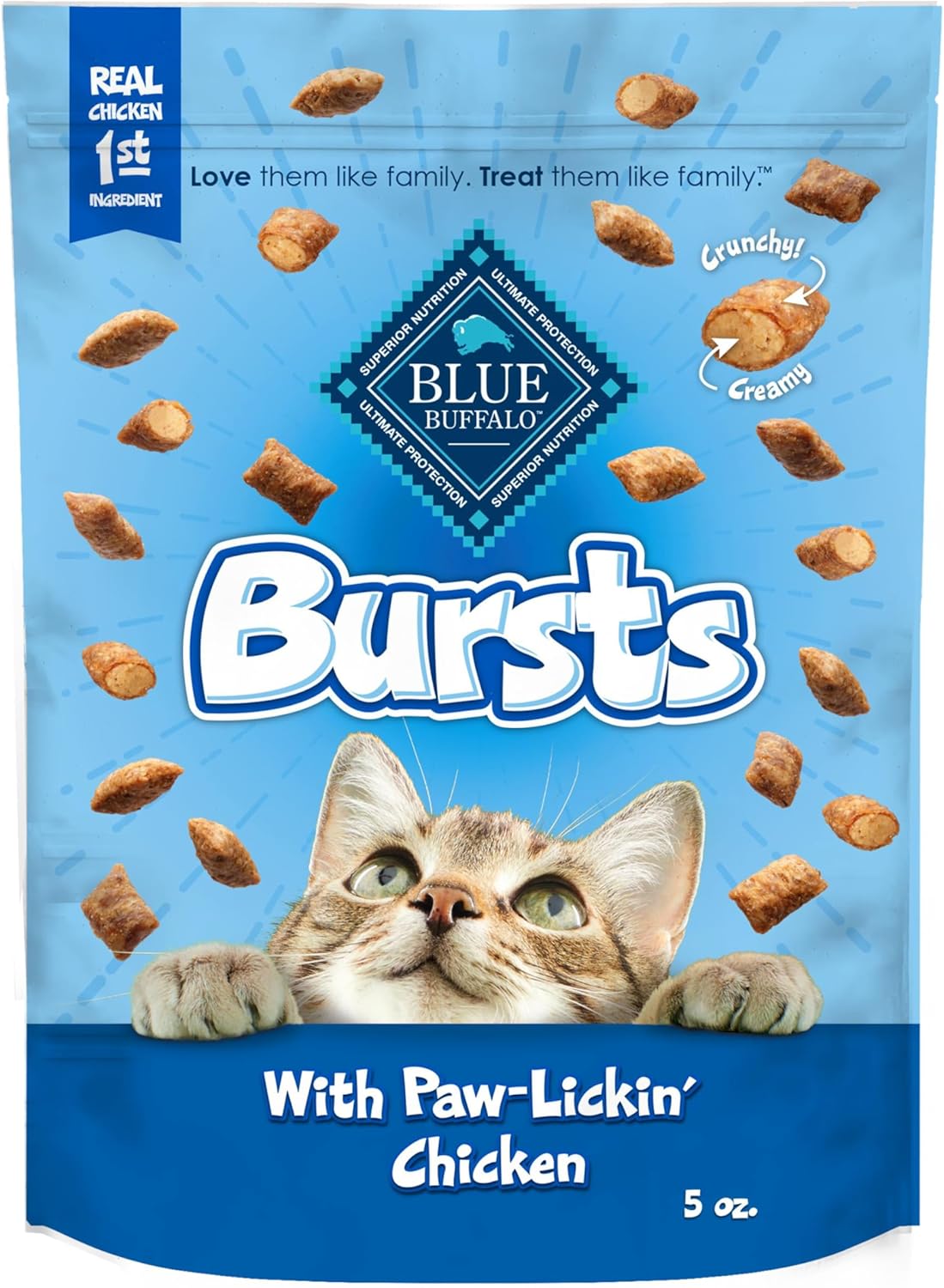 Blue Buffalo Bursts crunchy and creamy chicken cat treats 5 oz bag