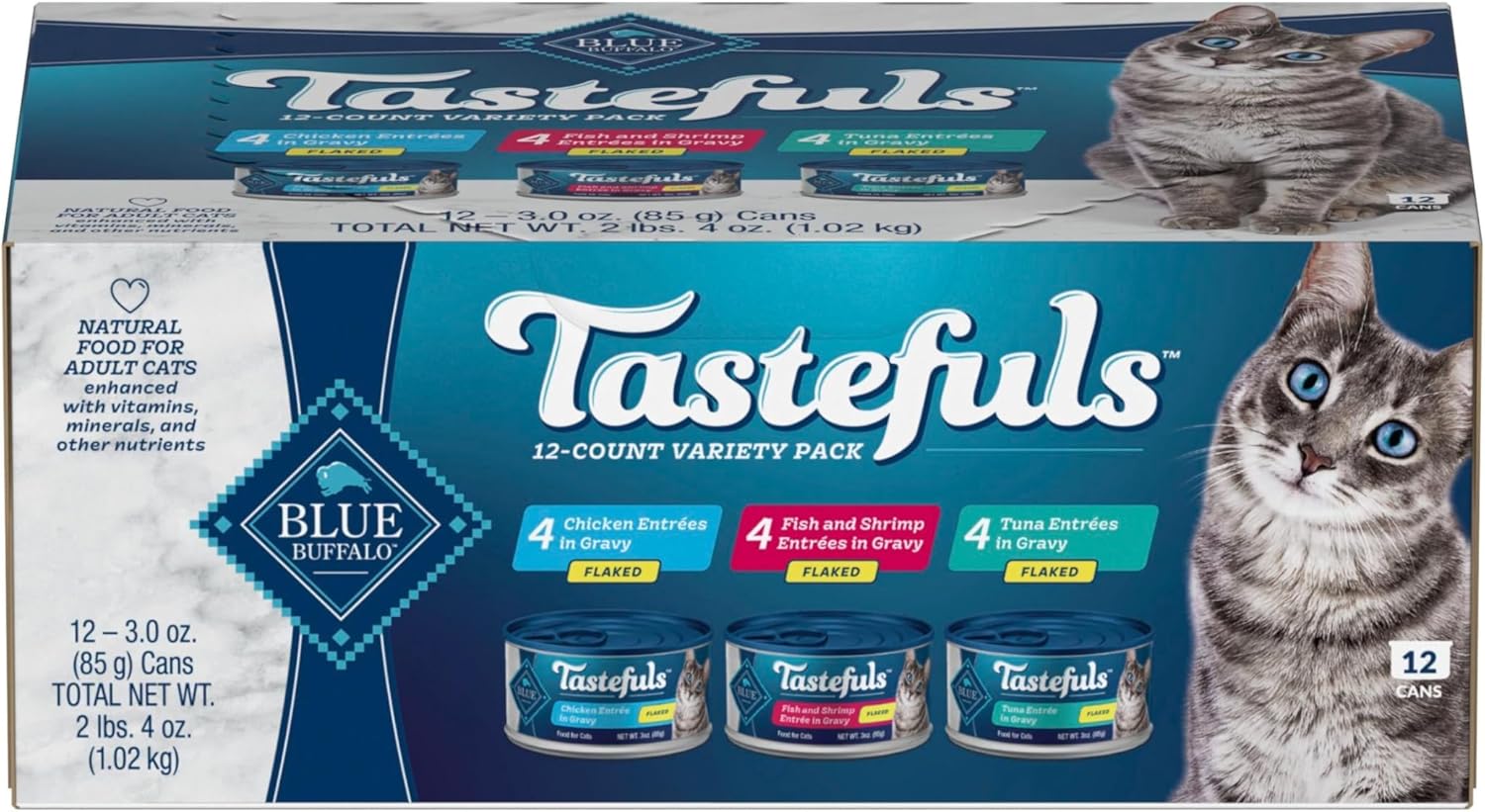 Blue Buffalo Tastefuls flaked wet cat food variety pack 12 cans