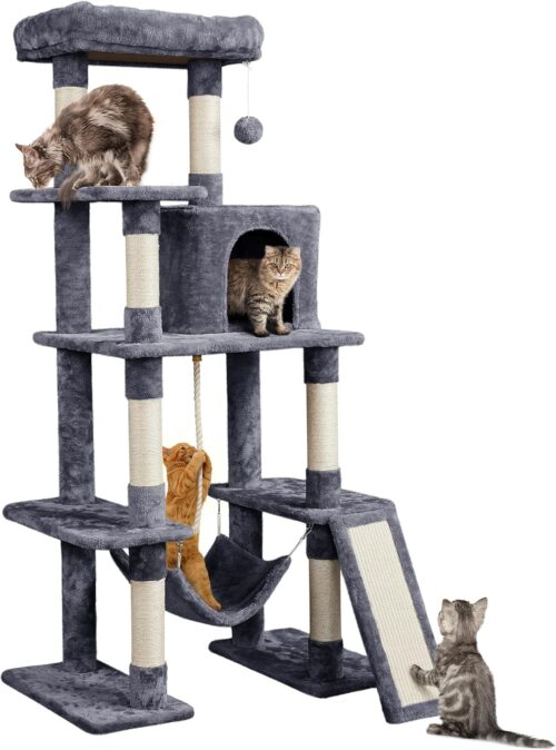 Yaheetech large multi-level 63 inch cat tree with hammock and sisal posts